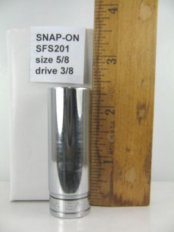 Snap-on sfs201 socket, deep, 5/8", 6-point, 3/8" drive, made in u.s.a.