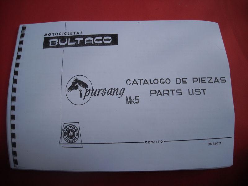 Bultaco pursang 125-250-350 cc,mk5,spare-parts list,copy of original,89-86-87m