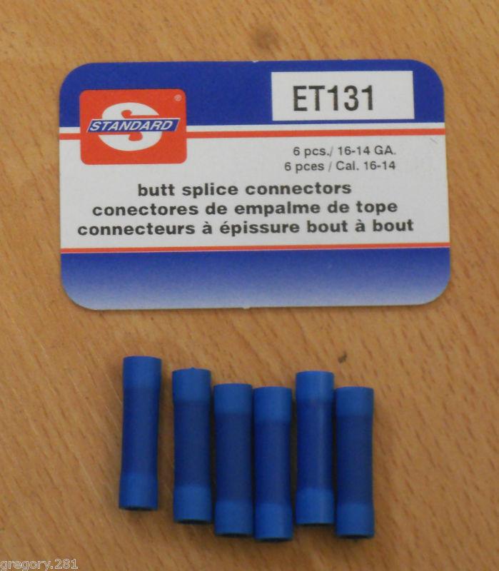 Six (6) standard et131 butt splice connectors 16-14 gauge new!