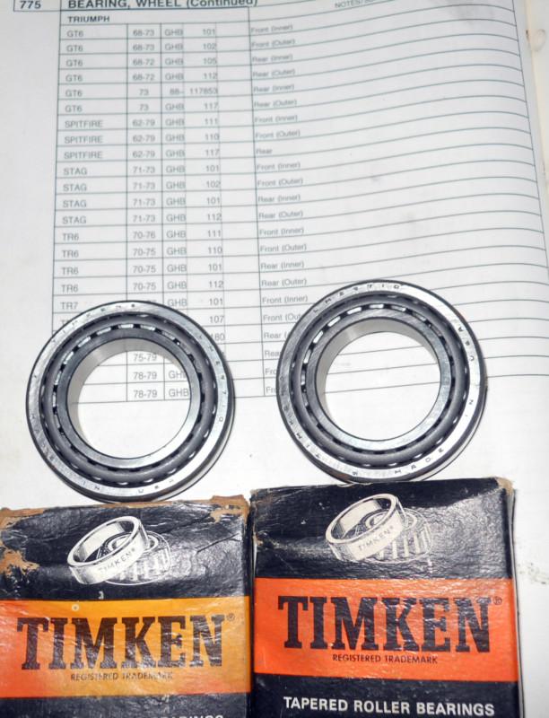 Nos pair of timken rear outer bearings ghb112. triumph tr6 & stag ---->