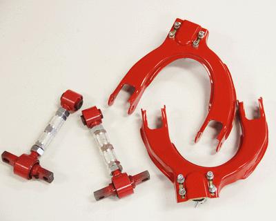 Red adjustable front rear control arm camber kit civic crx 88-91 ef ef9 ef2 sir