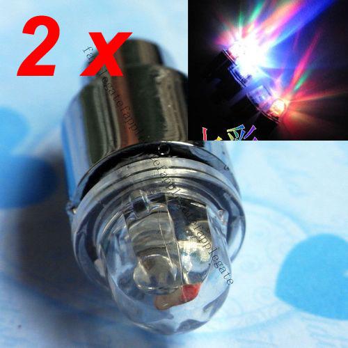 2 x car bike tyre valve caps light lamp wheel neon led