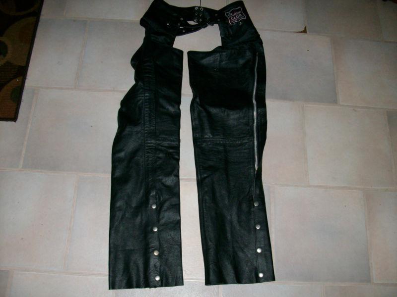 All leather  motorcycle mens chaps (size-m) (like new)