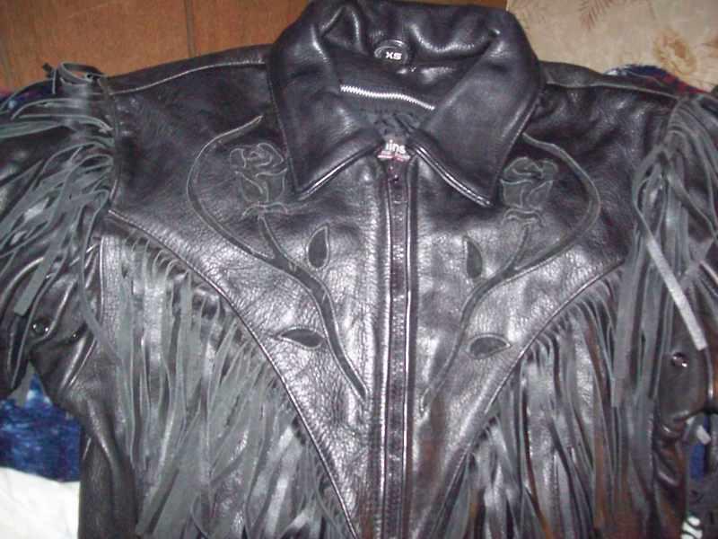 Xs-sm black leather harley davidson woman's ridin' jacket with suede & fringe 