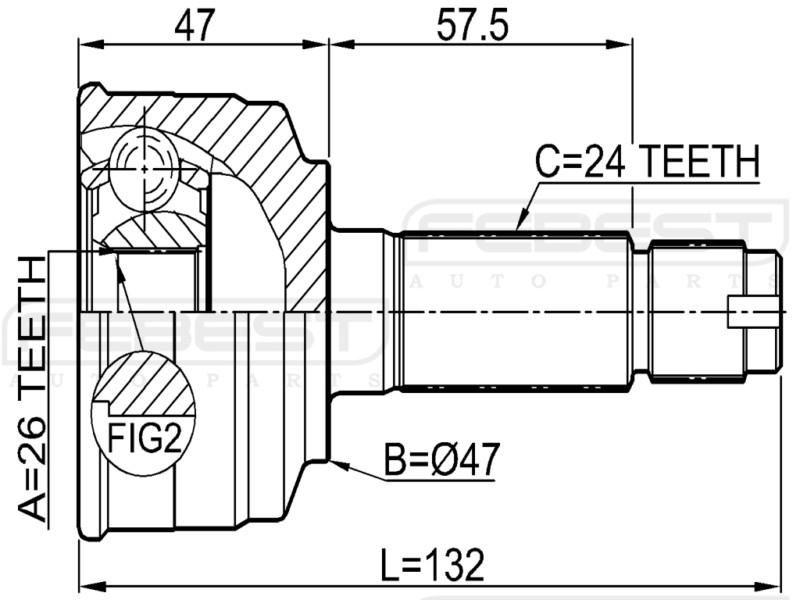 Outer cv joint 26x47x24 - toyota passo kgc10 2004-2010 oem 43412-b9070