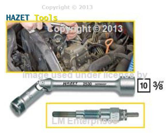 Hazet glow plug socket with universal joint 10 mm - 3/8" drive new