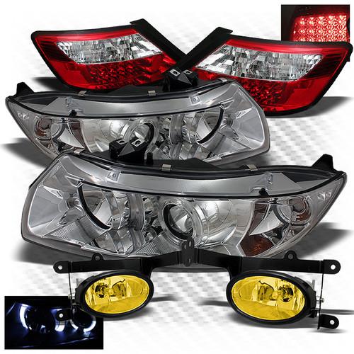 06-08 civic 2dr projector headlights + r/s led perform tail lights + fog lights