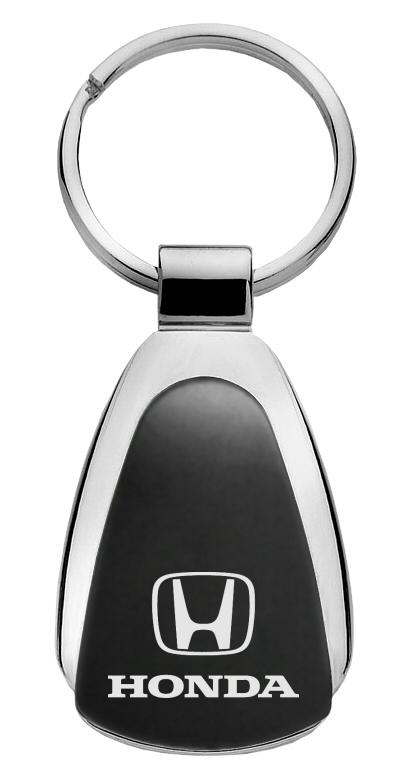 Honda black tear drop metal keychain car ring tag key fob logo lanyard