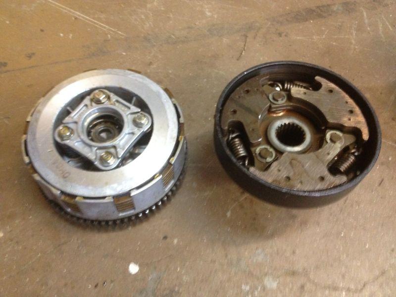 02 kawasaki bayou 220 centrifugal clutch basket and plates 