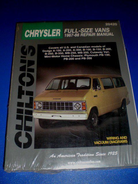 1967-88 dodge a-100 a-200 a-300 b-100 b-150 b-200 b-250 b-350 repair manual new