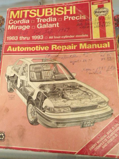 Haynes mitsubishi cordia, tredia, mirage, galant, precis car repair manual 