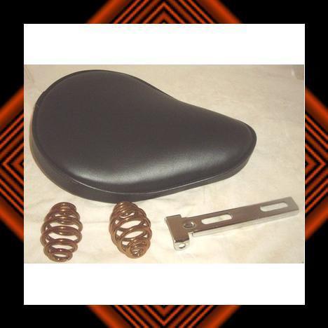 Honda solo seat smooth black 9.5" wide x 12" w/ 3" copper coil springs bobber 