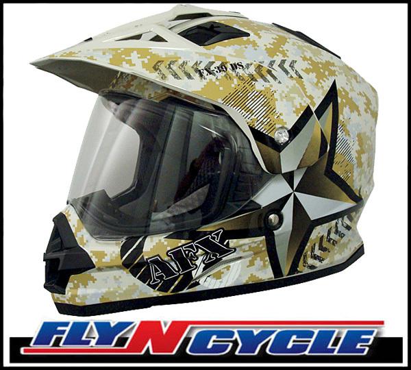 Afx fx-39 dual sport xl desert marpat motorcycle full face helmet dot ece