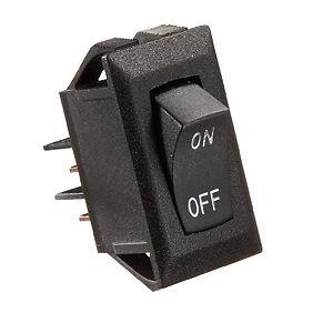 Rv designer switch, rocker, 10a, on/off, spst, black w/ silver s269