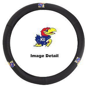 University of kansas jayhawks team logo genuine leather steering wheel cover