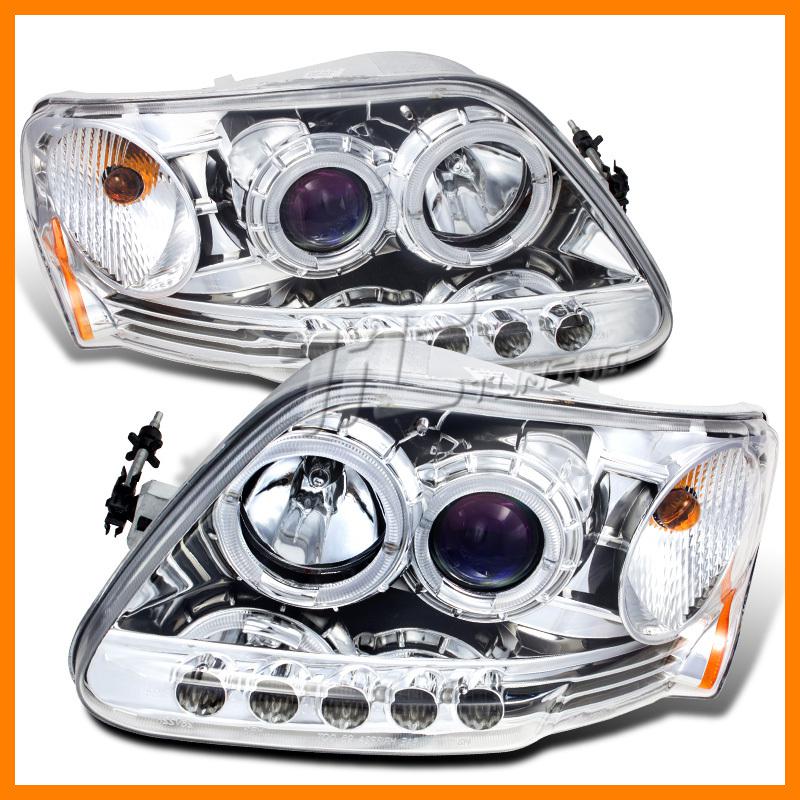 97-02 ford expedition chrome ccfl halo projector headlights driver+passenger set