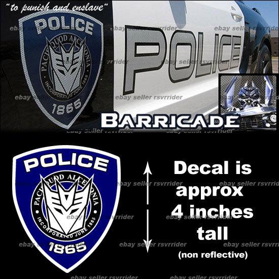 Transformers decepticon police badge decal sticker