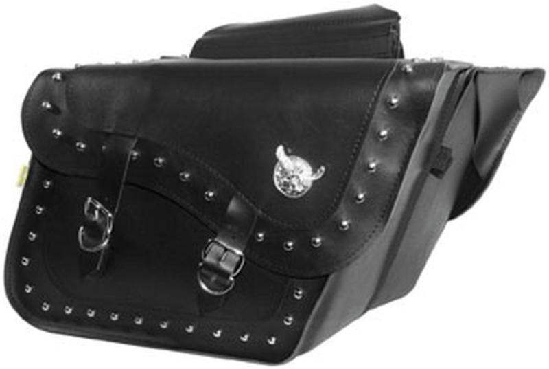 New willie & max studded fleetside slant saddlebags, black, 16" x 11" x 6.5"