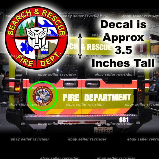 Transformers autobot fire & rescue decal sticker