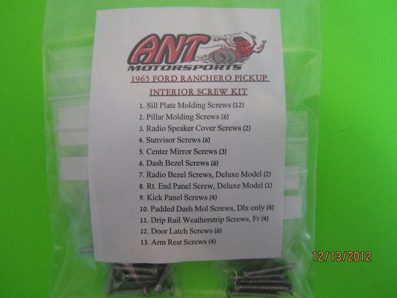 1965 ford ranchero pickup interior screw kit     60pcs.