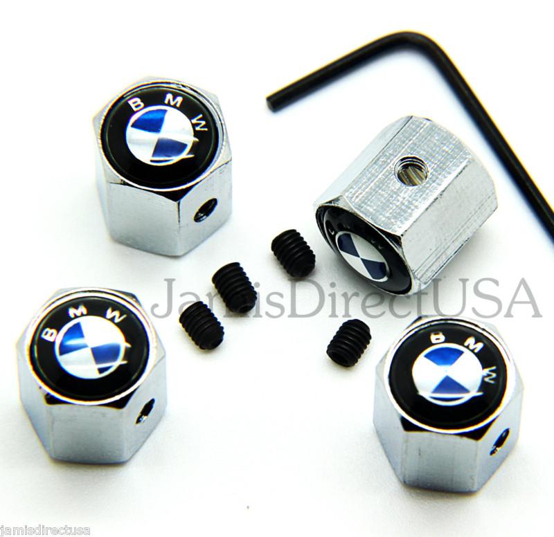  (4) anti-theft abs tire/wheel stem air valve caps covers for bmw 