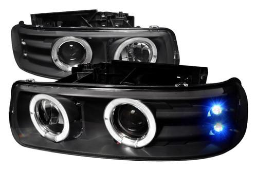 Spec-d 99-02 chevy silverado projector headlights black clear headlights w leds