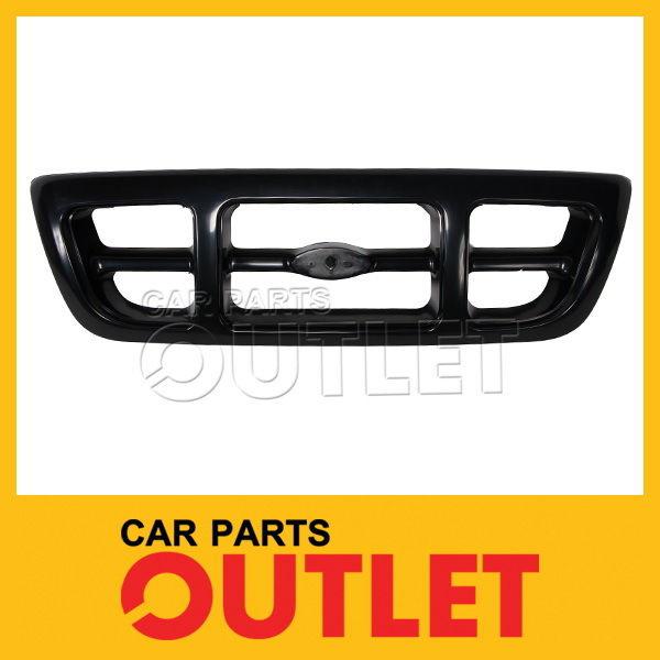 1998-2000 ford ranger grille xl 4wd non primed unpainted black bar plastic frame