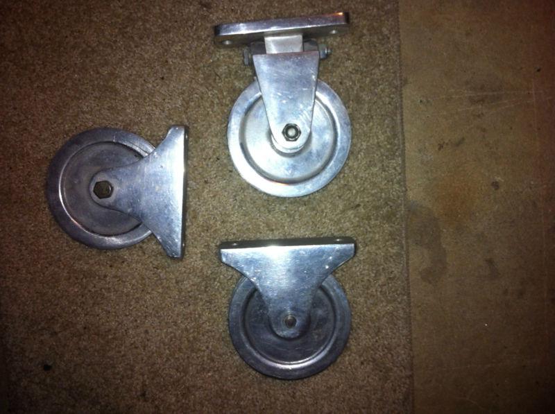 3 polished aluminum steering pulleys v-drive jet boat flatbottom nice!!