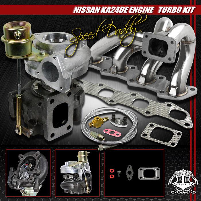 T25/t28 turbocharger+ss turbo manifold+oil feed line 91-98 240sx s14/s13 ka24de