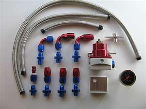 Adjustable fuel pressure regulator kit w/ an6 fittings flares braided lines 