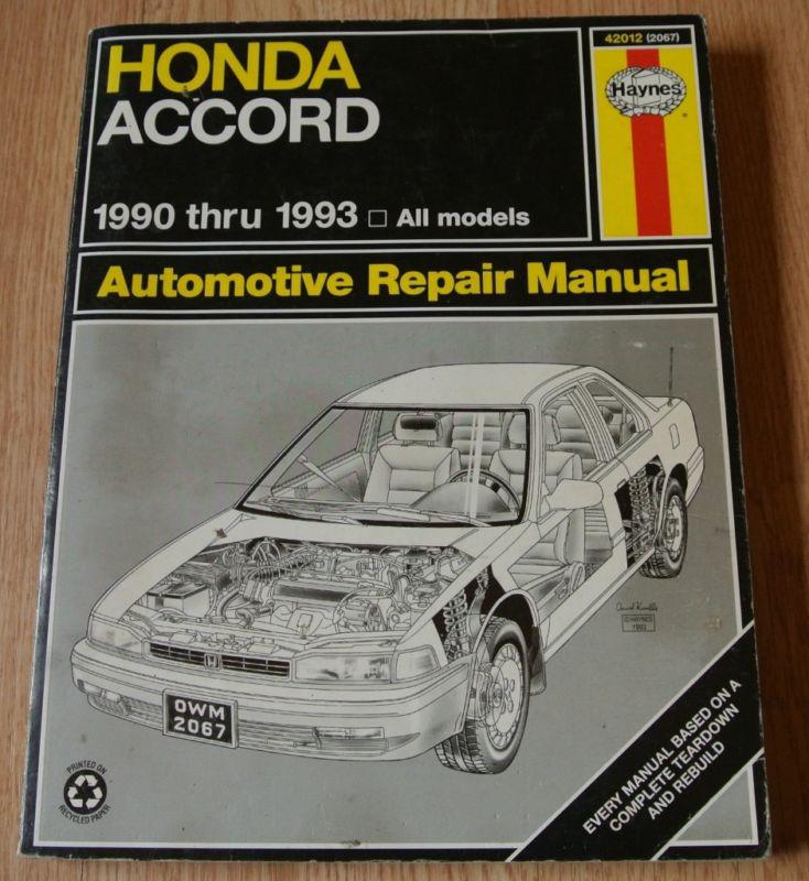 Haynes honda accord 1990 91 92 93 all models automotive service repair manual