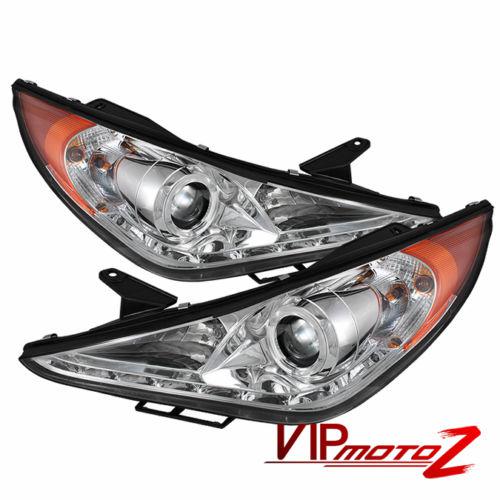 2011-2013 hyundai sonata euro chrome halo projector amber led drl headlight