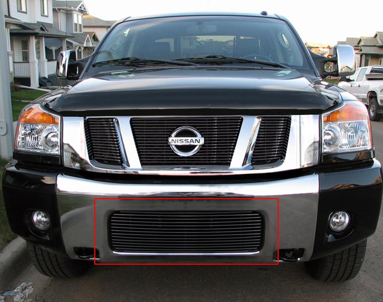 Viogi fit: 2004-2013 nissan titan/04-07 armada bumper black billet grille grill