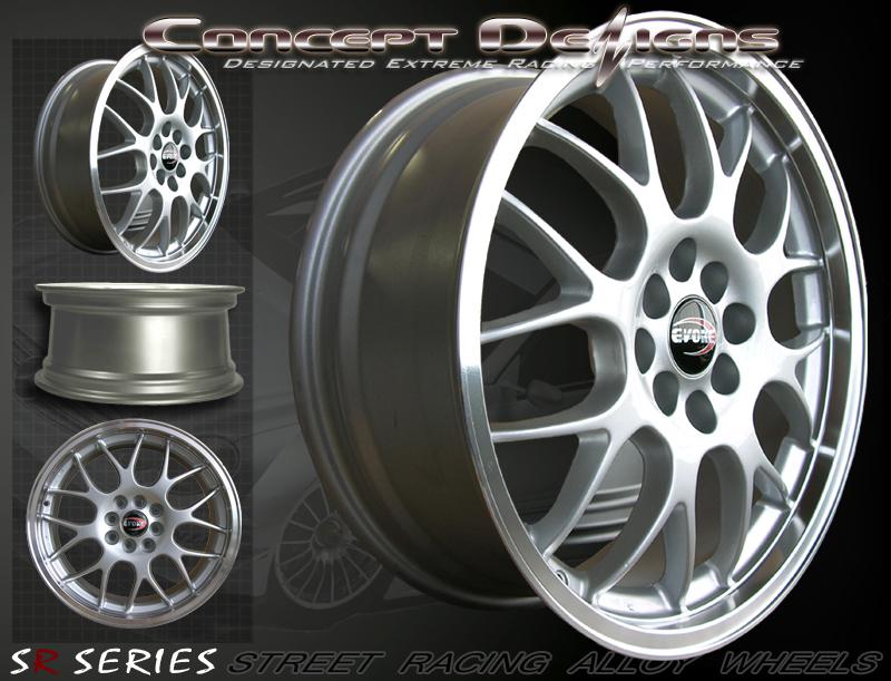 17" evoke™ m5 wheels rims universal 8h / 4 lug silver new