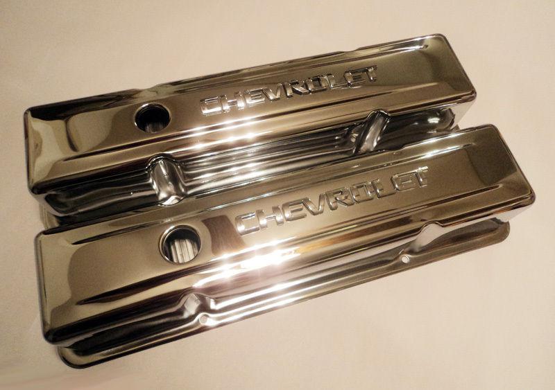 Chevrolet 283 327 350 400 chrome valve covers hot rod sbc camaro nova chevelle