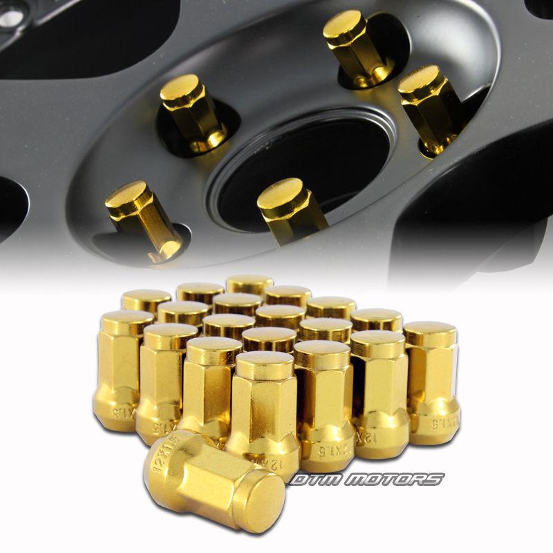 M12 x 1.5mm thread pitch 1.3" long wheel rims acorn lug nuts - 20pc gold