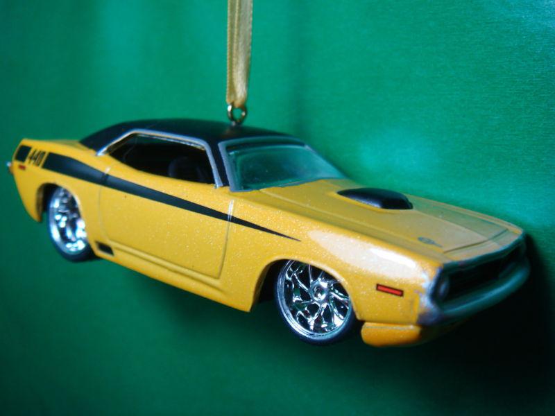 1970 '70 plymouth barracuda yellow christmas tree ornament