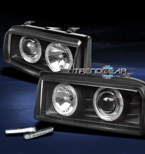 90-95 vw corrado dual halo black projector head lights w/drl led pair left+right