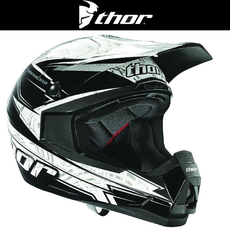 Thor quadrant stripe black white dirt bike helmet motocross mx atv 2014