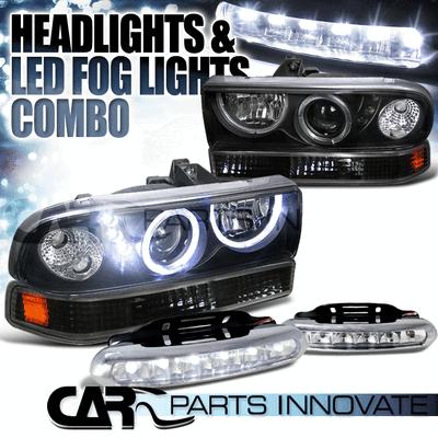 98-04 s10 blazer halo smd projector headlights+bumper lights+6-led fog lamps