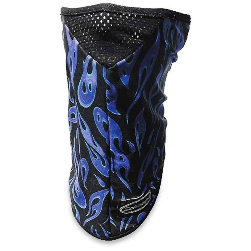 Schampa skull stretch lightweight half face mask blue flames