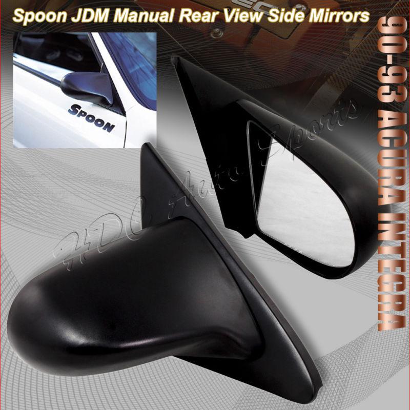 1990-1993 acura integra 2dr coupe spoon black abs plastic manual side mirrors