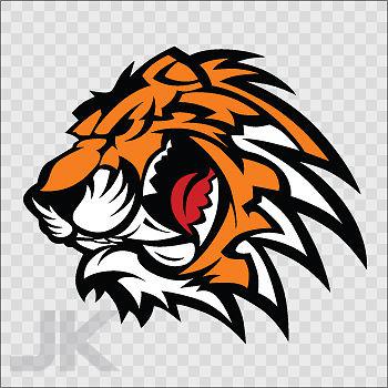 Decal sticker tiger tigers angry attack open mouth jungle wild cat 0500 ka6x6