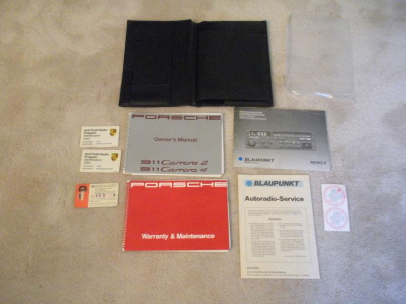 Porsche 911 964 complete owner's manual & warranty book pouch reno radio & more