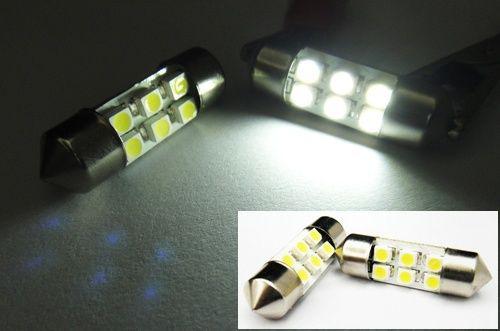 2 festoon bulb 31mm 6 smd led light lamp white dome map trunk de3175 de3022 3021