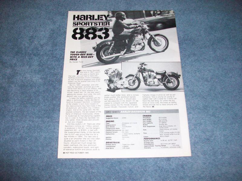 1985 harley-davidson 883 motorcycle info article