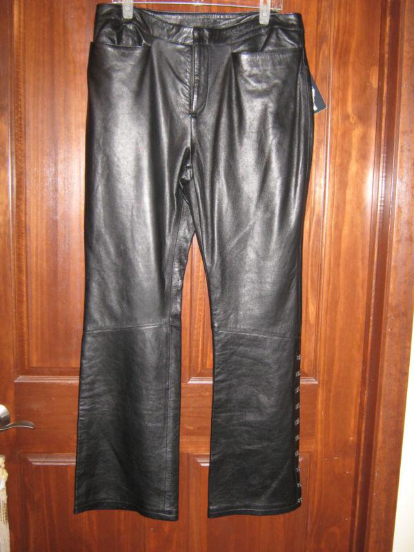 Nwt harley davidson black  leather  pants sz 14