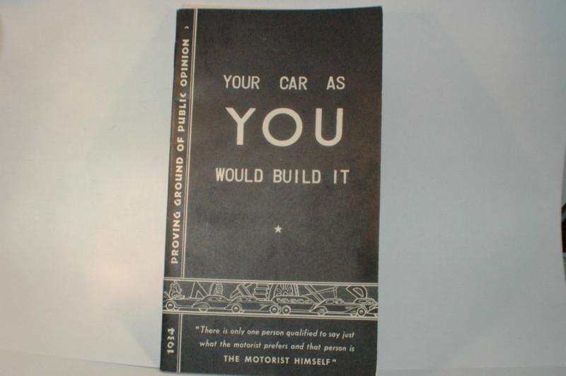 Vintage very rare 1934 general motors build order book entire new car by piece