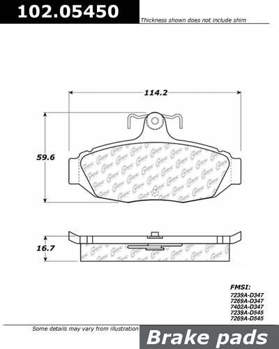 Centric 102.05450 brake pad or shoe, rear-standard metallic brake pad