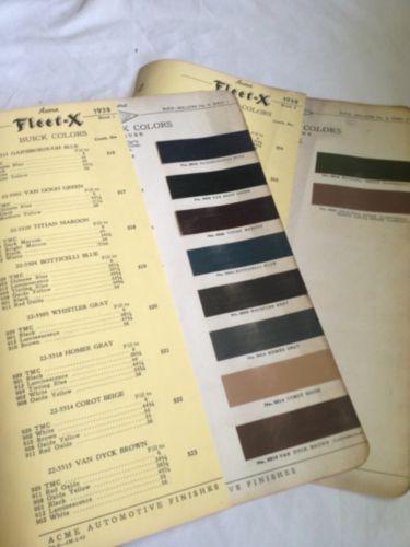 1938 buick paint chips~automotive~acme paints~general motors~color chart